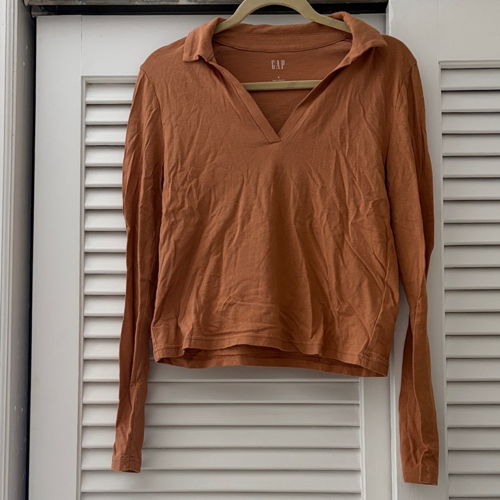 GAP Women's Terracotta Long Sleeve Top